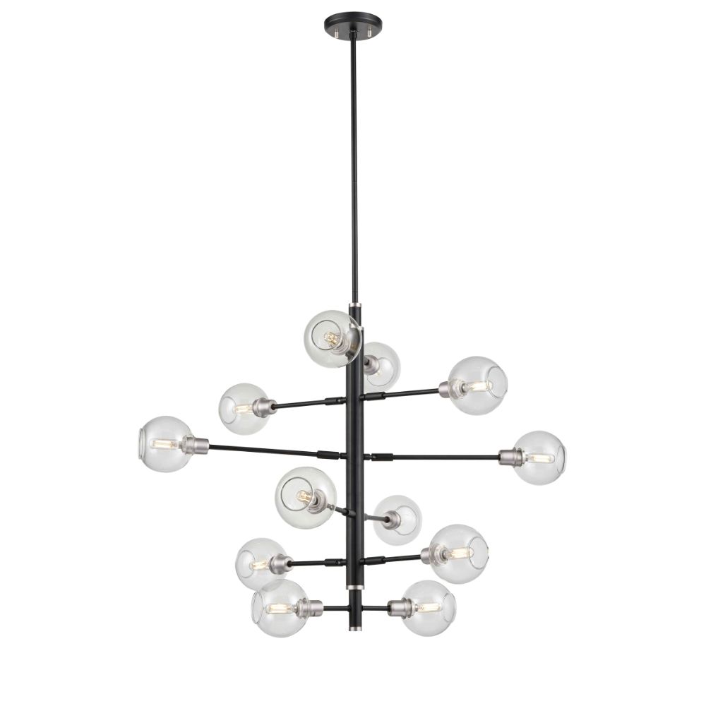 DVI Lighting DVP20849SN+GR-CL Ocean Drive 12 Light Foyer in Satin Nickel and Graphite with Clear Glass