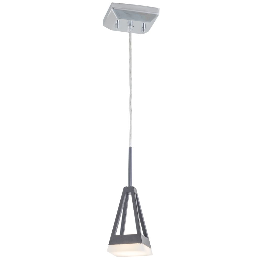 DVI Lighting DVP21621GR/CH-OP Aries AC LED Pendant in Graphite and Chrome with Half Opal Glass