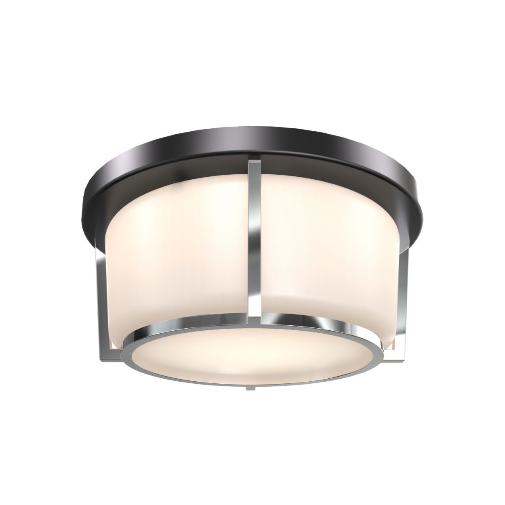 DVI Lighting DVP21928BK/CH-OP Jarvis AC LED Small Flush Mount in Black and Chrome with Half Opal Glass