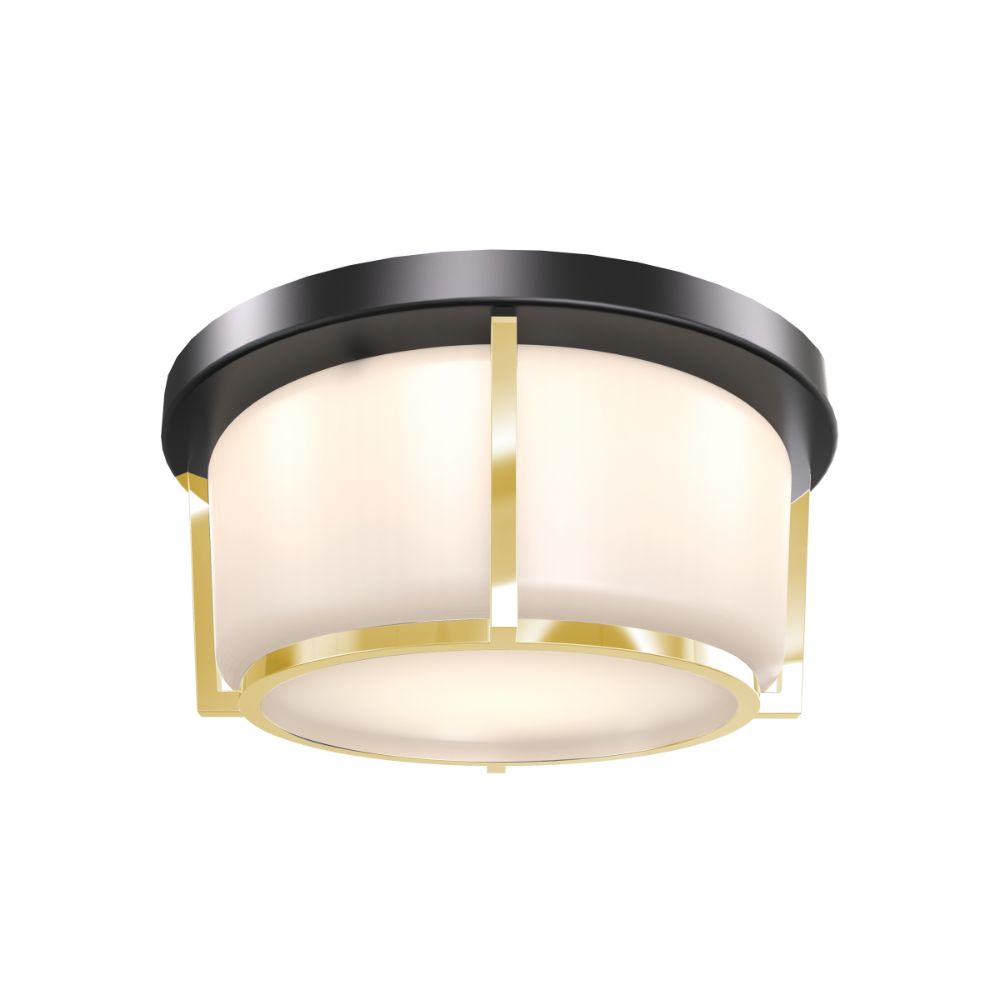 DVI Lighting DVP21928BK/SG-OP Jarvis AC LED Small Flush Mount in Black and Soft Gold with Half Opal Glass