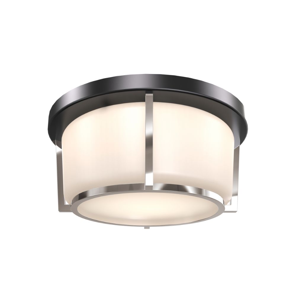 DVI Lighting DVP21928BK/SN-OP Jarvis AC LED Small Flush Mount in Black and Satin Nickel with Half Opal Glass