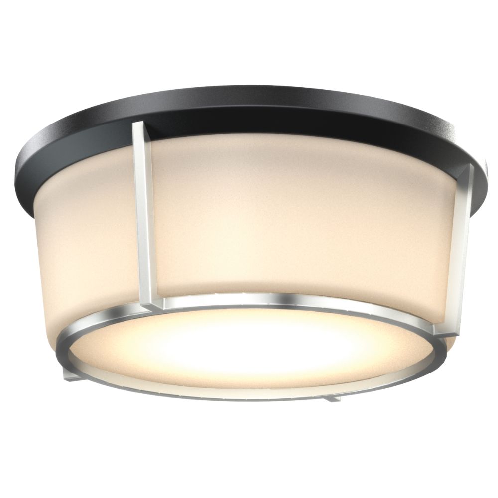 DVI Lighting DVP21938BK/CH-OP Jarvis AC LED Large Flush Mount in Black and Chrome with Half Opal Glass