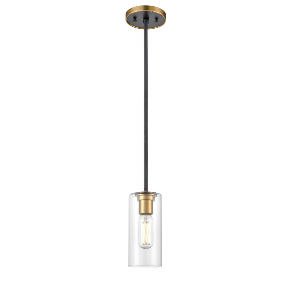 DVI Lighting DVP24721BR+GR-CL Barker Mini-Pendant in Brass and Graphite with Clear Glass