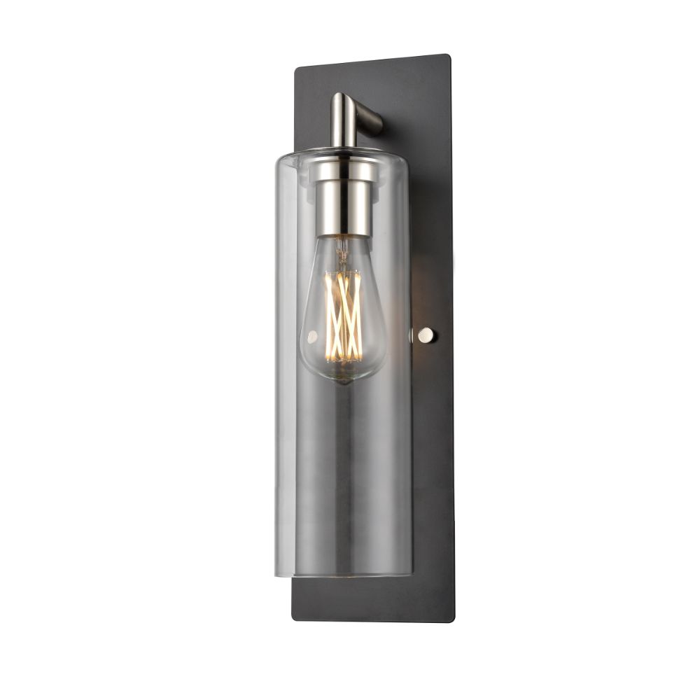 DVI Lighting DVP24772SN+GR-CL Barker Sconce in Satin Nickel and Graphite with Clear Glass