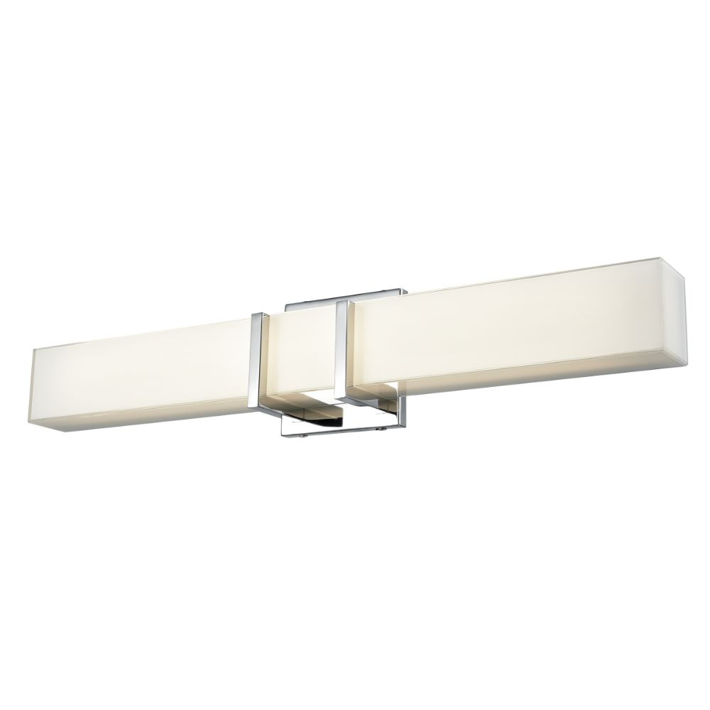 DVI Lighting DVP25143CH-SSOP Secord AC LED Small Vanity in Chrome with Silk Screened Opal Glass