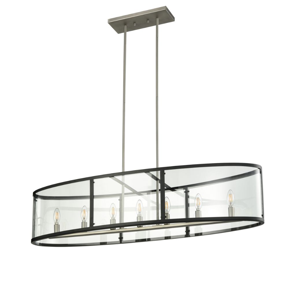 DVI Lighting DVP25402BN/GR-CL Downtown 7 Light Linear in Buffed Nickel and Graphite with Clear Glass