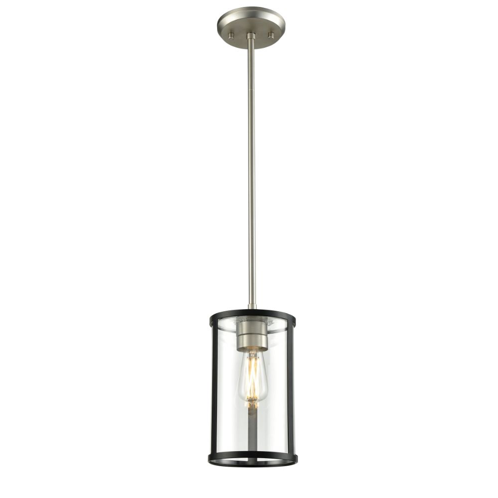 DVI Lighting DVP25421BN/GR-CL Downtown Pendant in Buffed Nickel and Graphite with Clear Glass