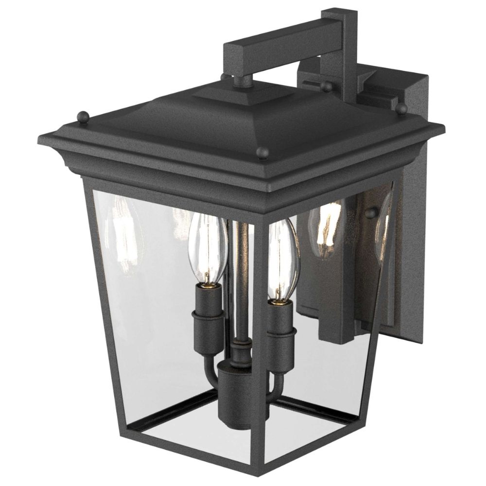 DVI Lighting DVP26071HB-CL Forest Hill 2 Light Wall Mount in Hammered Black with Clear Glass