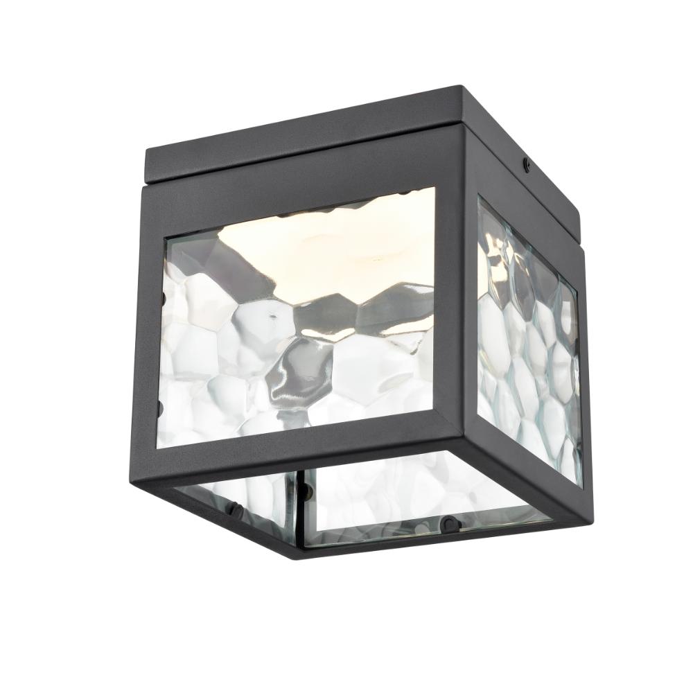 DVI Lighting DVP26970BK-HNC Bishop LED Outdoor Flush Mount - Black with Honeycomb Glass