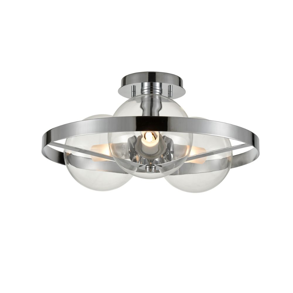DVI Lighting DVP27011CH-CL Courcelette 3 Light Semi-Flush Mount in Chrome with Clear Glass