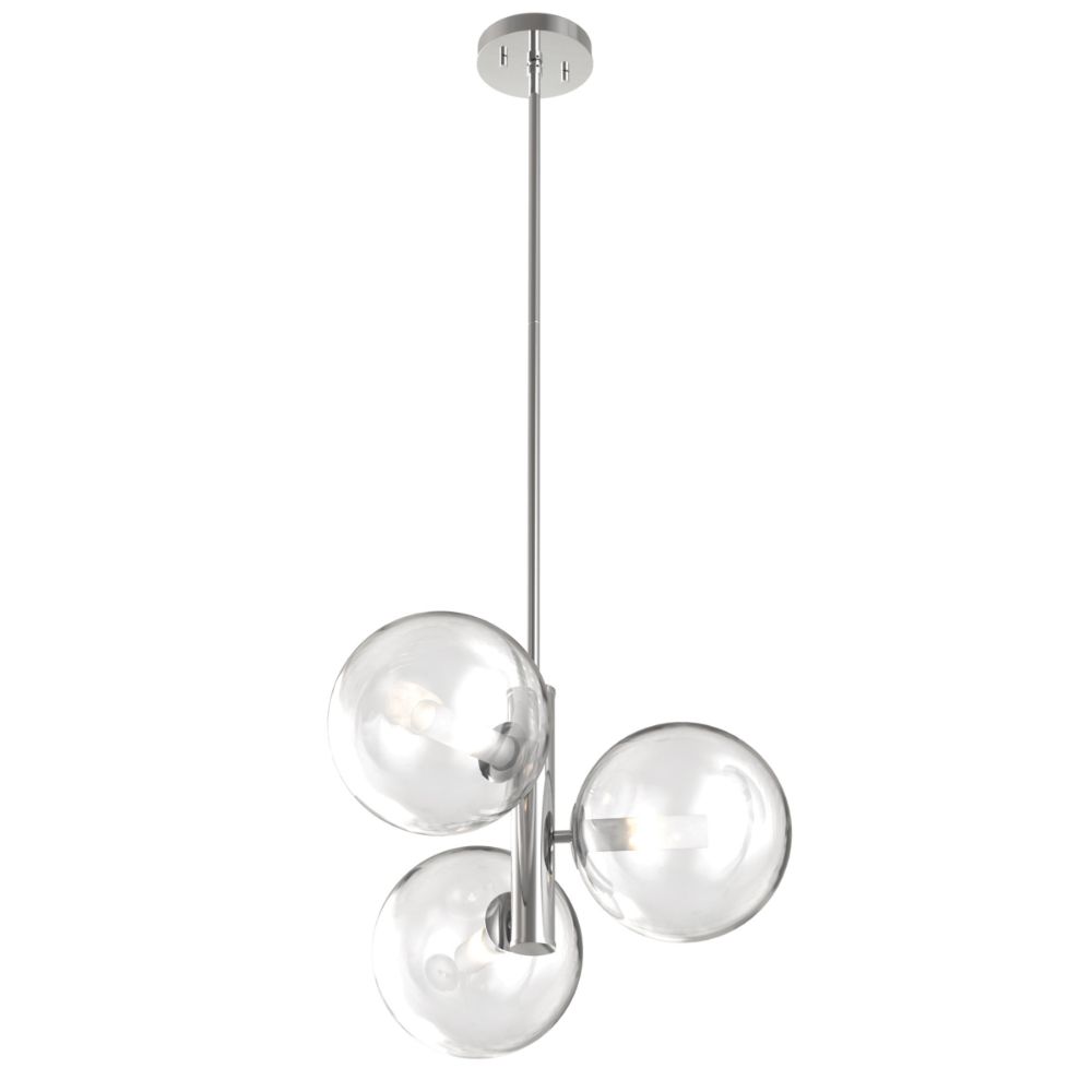 DVI Lighting DVP27023CH-CL Courcelette 3 Light Pendant in Chrome with Clear Glass