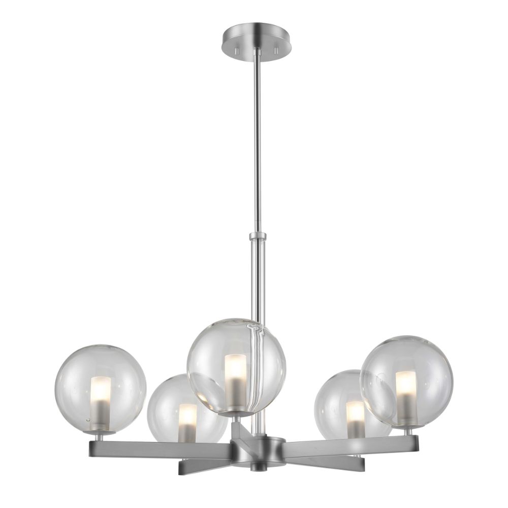 DVI Lighting DVP27025CH-CL Courcelette 5 Light Chandelier in Chrome with Clear Glass