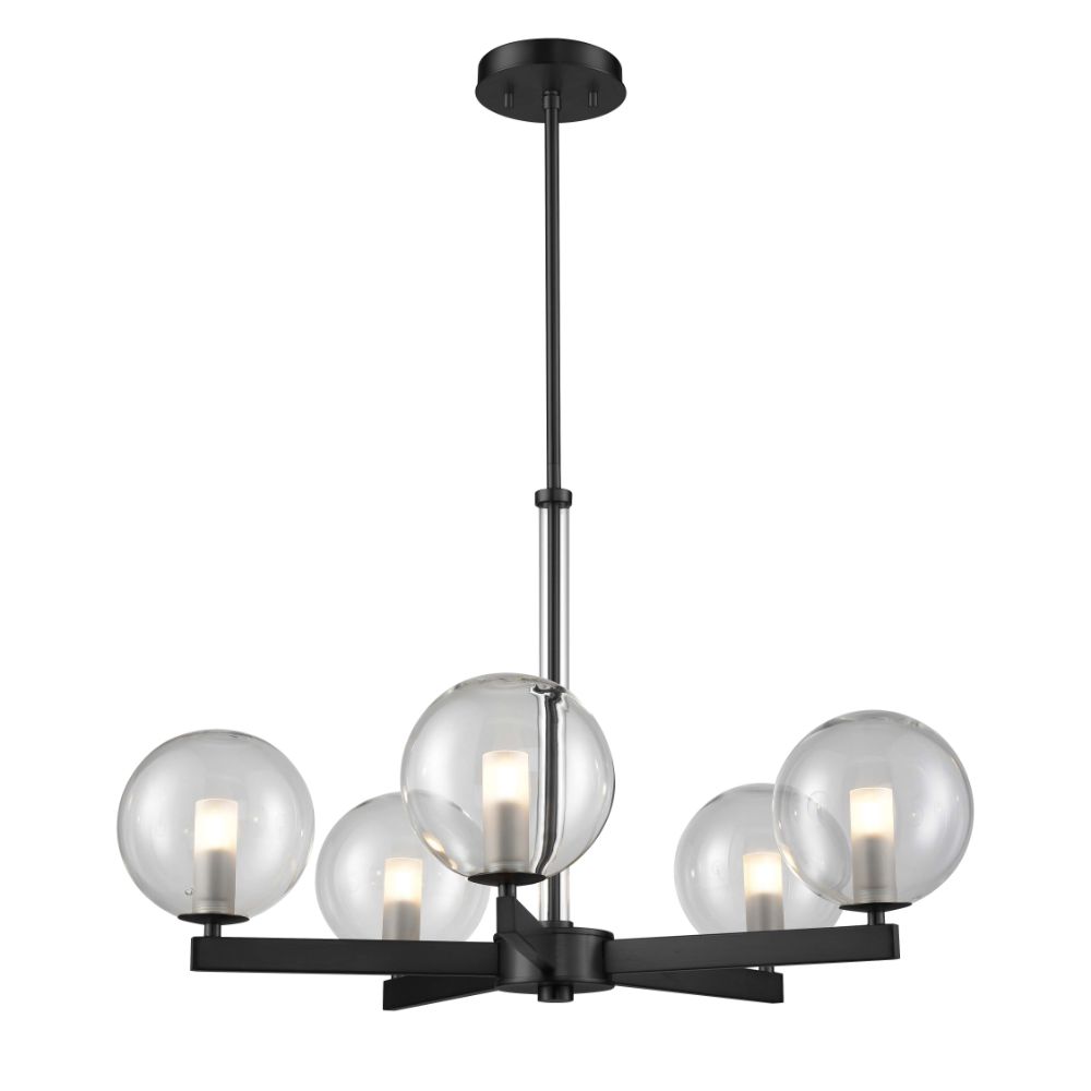 DVI Lighting DVP27025GR-CL Courcelette 5 Light Chandelier in Graphite with Clear Glass