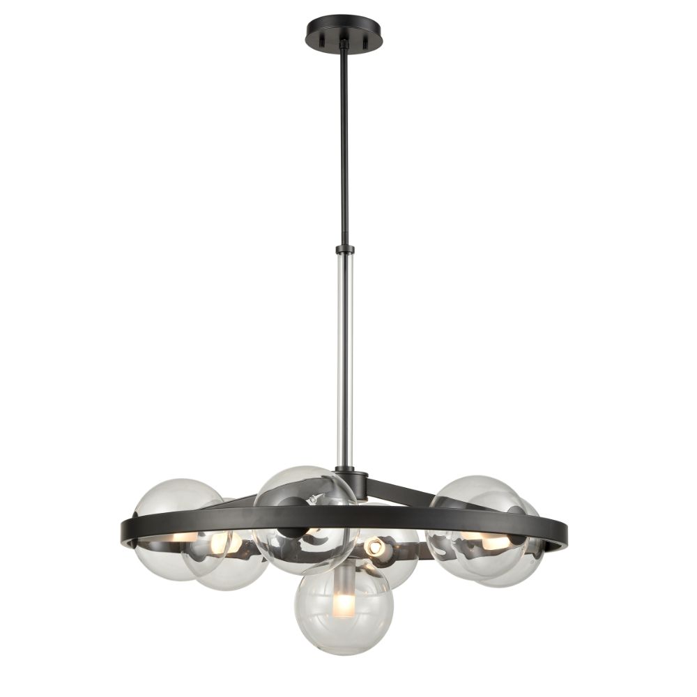 DVI Lighting DVP27027GR-CL Courcelette 7 Light Chandelier in Graphite with Clear Glass