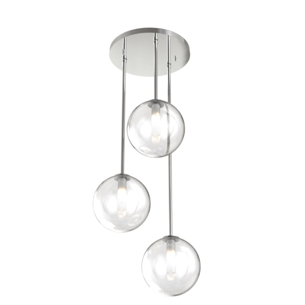 DVI Lighting DVP27053CH-CL Courcelette 3 Light Cluster Pendant in Chrome with Clear Glass