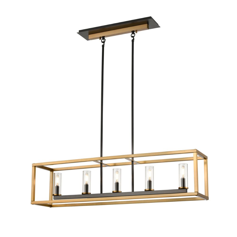 DVI Lighting DVP28102MF+BR+GR-CL Sambre 5 Light Linear in Multiple Finishes and Brass and Graphite with Clear Glass