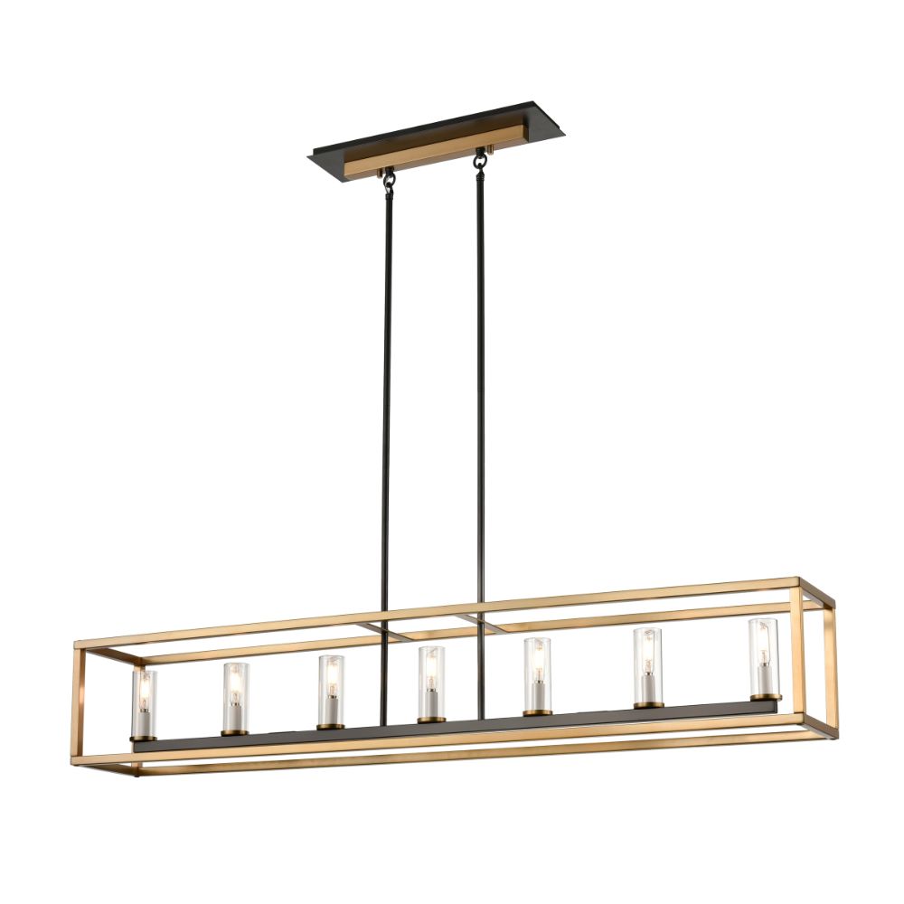 DVI Lighting DVP28104MF+BR+GR-CL Sambre 7 Light Linear in Multiple Finishes and Brass and Graphite with Clear Glass