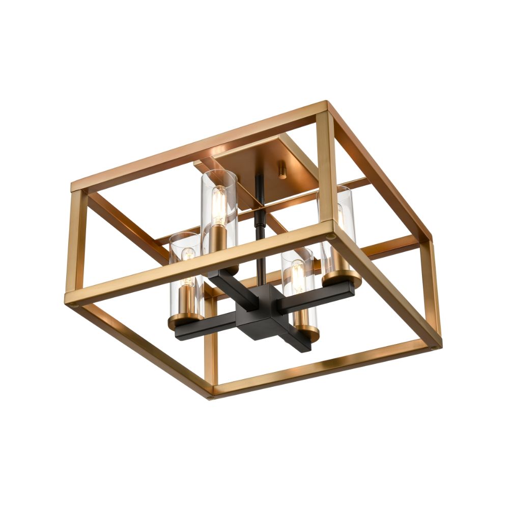 DVI Lighting DVP28112MF+BR+GR-CL Sambre 4 Light Semi-Flush Mount in Multiple Finishes and Brass and Graphite with Clear Glass