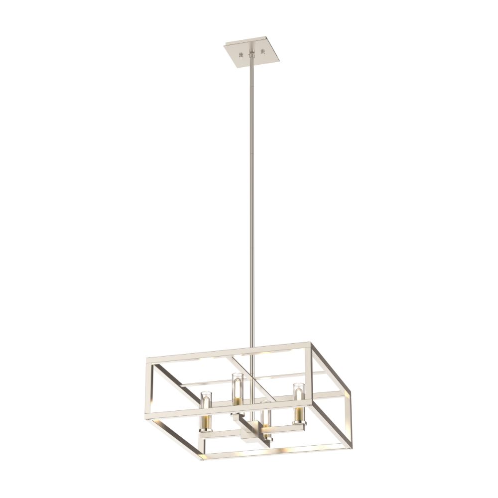 DVI Lighting DVP28120MF+BN-CL Sambre 4 Light Pendant in Multiple Finishes and Buffed Nickel with Clear Glass
