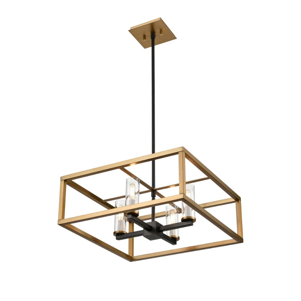 DVI Lighting DVP28120MF+BR+GR-CL Sambre 4 Light Pendant in Multiple Finishes and Brass and Graphite with Clear Glass