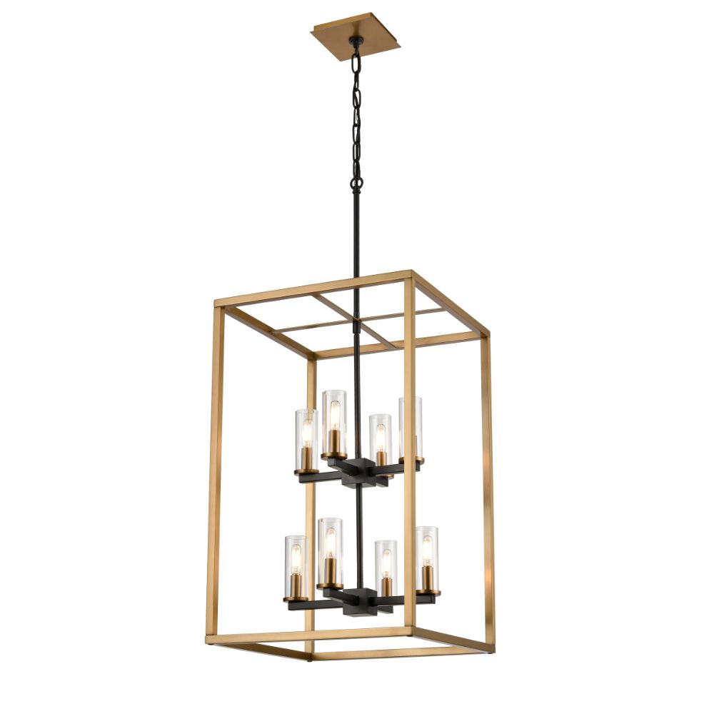 DVI Lighting DVP28148MF+BR+GR-CL Sambre 8 Light Foyer in Multiple Finishes and Brass and Graphite with Clear Glass