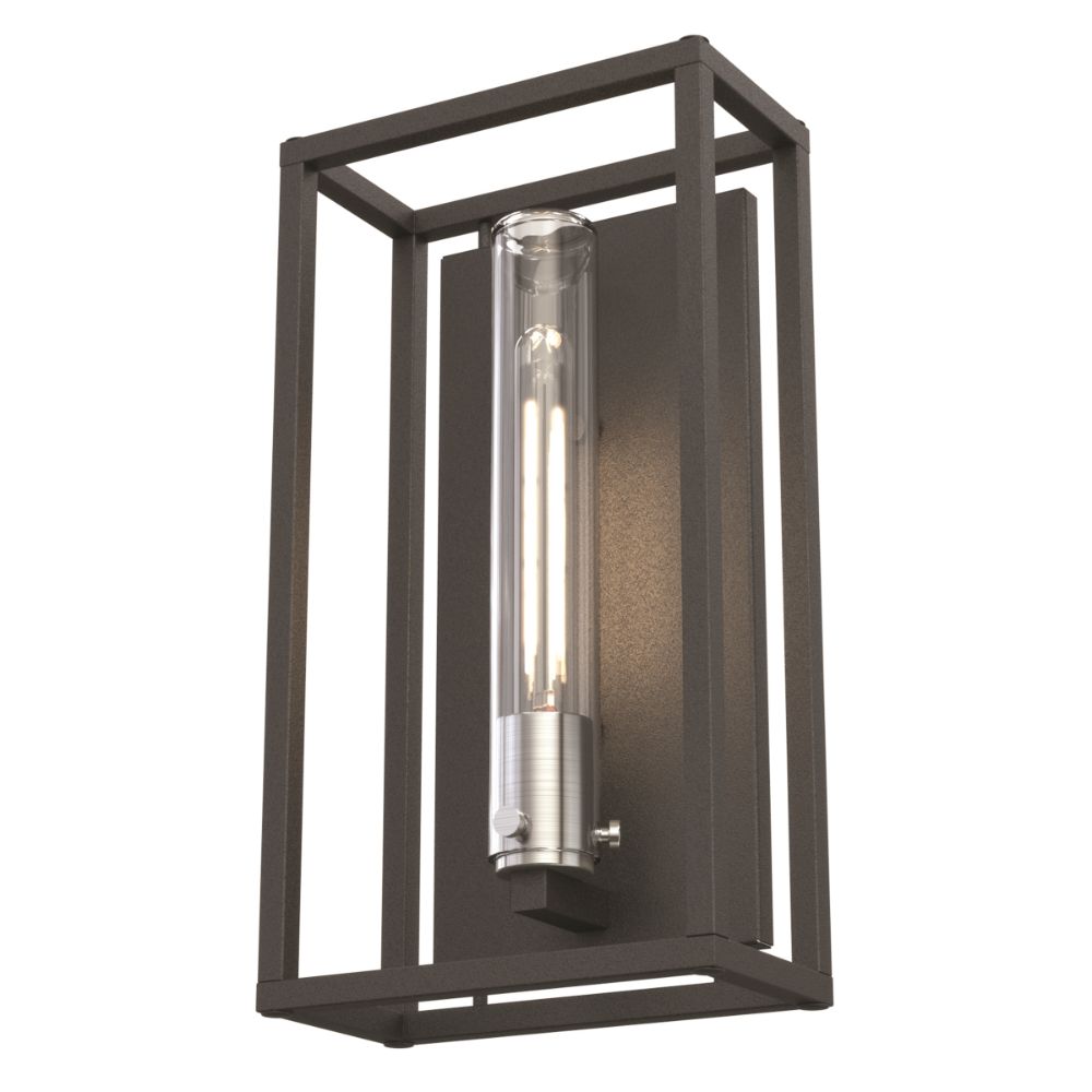 DVI Lighting DVP28173SS/HB-CL Sambre Outdoor Sconce in Stainless Steel and Hammered Black with Clear Glass