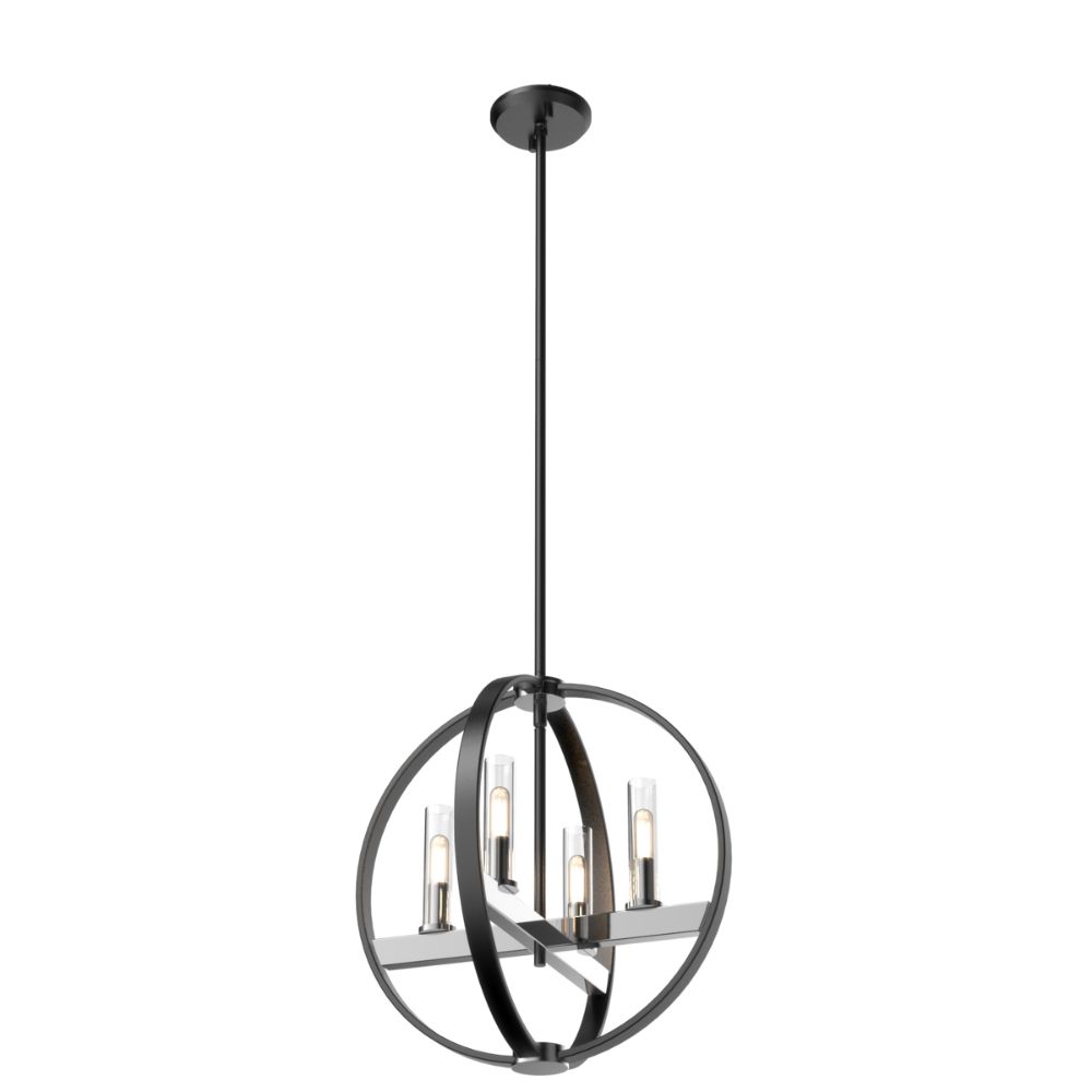 DVI Lighting DVP28848CH/GR-CL Mont Royal 4 Light Pendant in Chrome and Graphite with Clear Glass