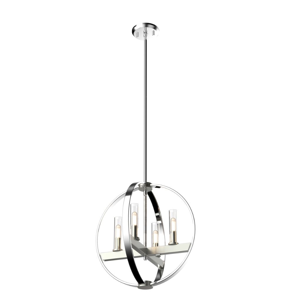 DVI Lighting DVP28848CH/SN-CL Mont Royal 4 Light Pendant in Chrome and Satin Nickel with Clear Glass