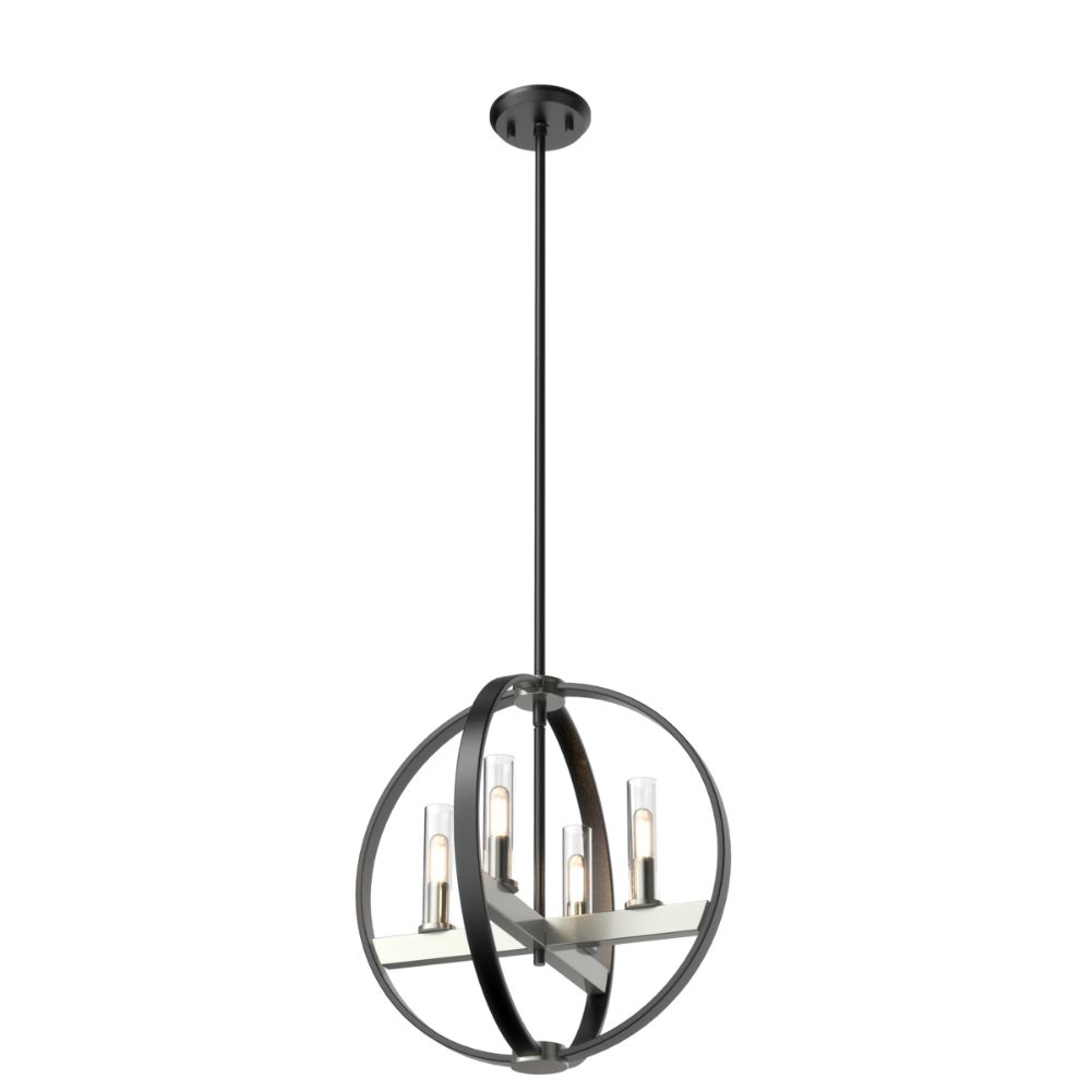 DVI Lighting DVP28848SN/GR-CL Mont Royal 4 Light Pendant in Satin Nickel and Graphite with Clear Glass