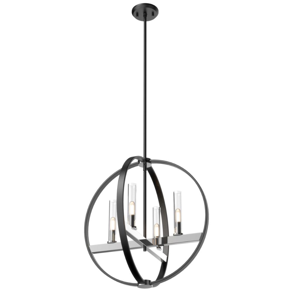 DVI Lighting DVP28849CH/GR-CL Mont Royal 4 Light Large Pendant in Chrome and Graphite with Clear Glass