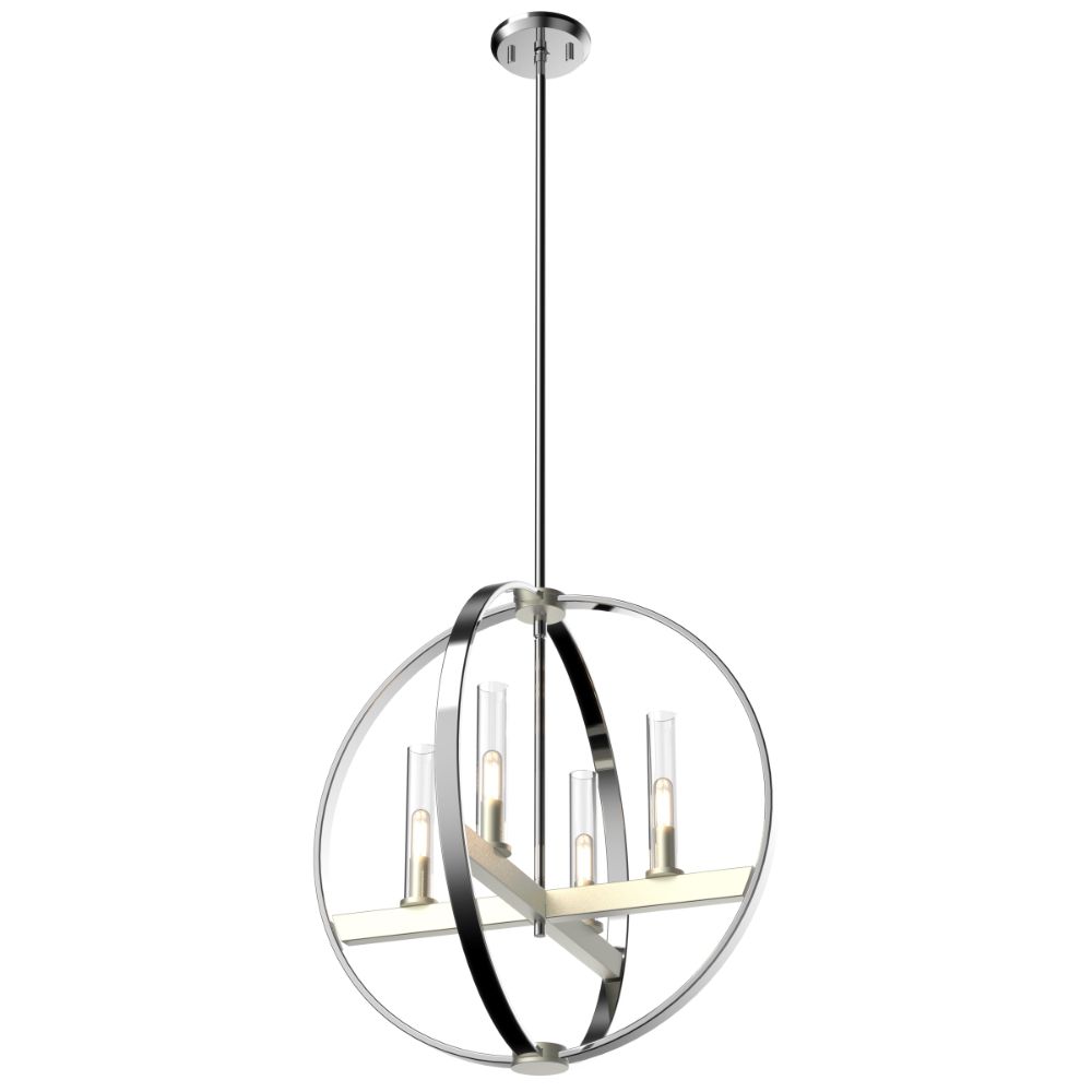 DVI Lighting DVP28849CH/SN-CL Mont Royal 4 Light Large Pendant in Chrome and Satin Nickel with Clear Glass