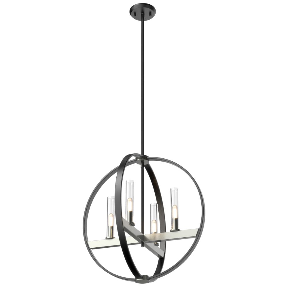 DVI Lighting DVP28849SN/GR-CL Mont Royal 4 Light Large Pendant in Satin Nickel and Graphite with Clear Glass