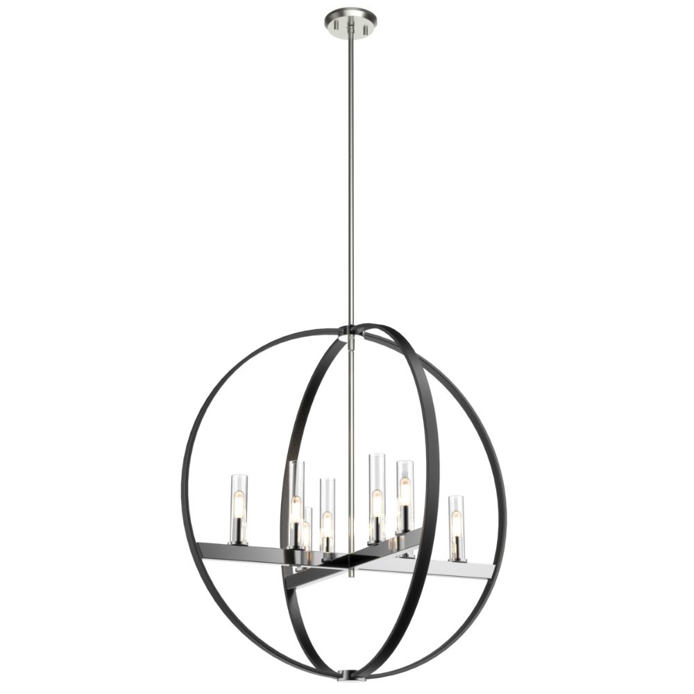 DVI Lighting DVP28850CH/GR-CL Mont Royal 8 Light Pendant in Chrome and Graphite with Clear Glass