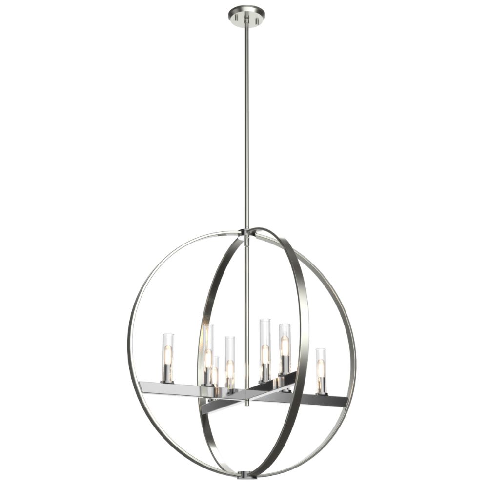 DVI Lighting DVP28850CH/SN-CL Mont Royal 8 Light Pendant in Chrome and Satin Nickel with Clear Glass