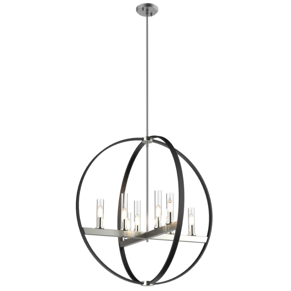 DVI Lighting DVP28850SN/GR-CL Mont Royal 8 Light Pendant in Satin Nickel and Graphite with Clear Glass
