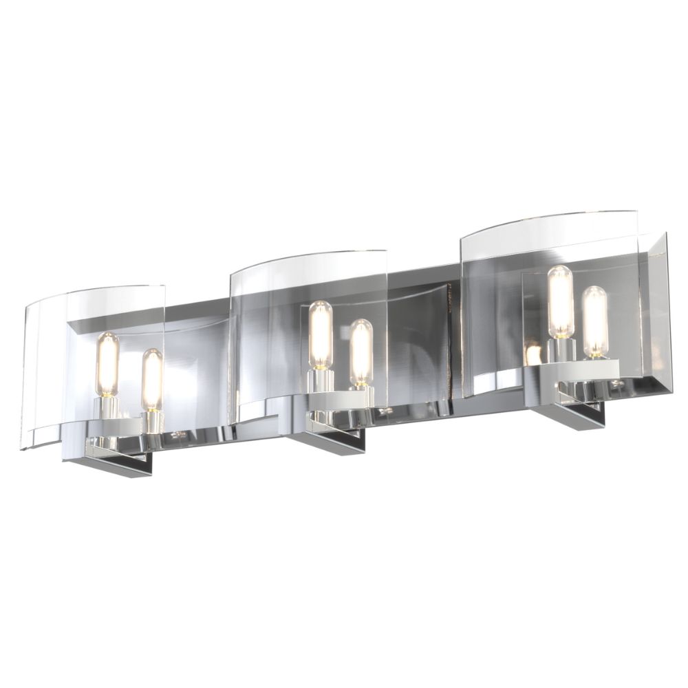 DVI Lighting DVP29643CH-CL Pickford 3 Light Vanity in Chrome with Clear Glass
