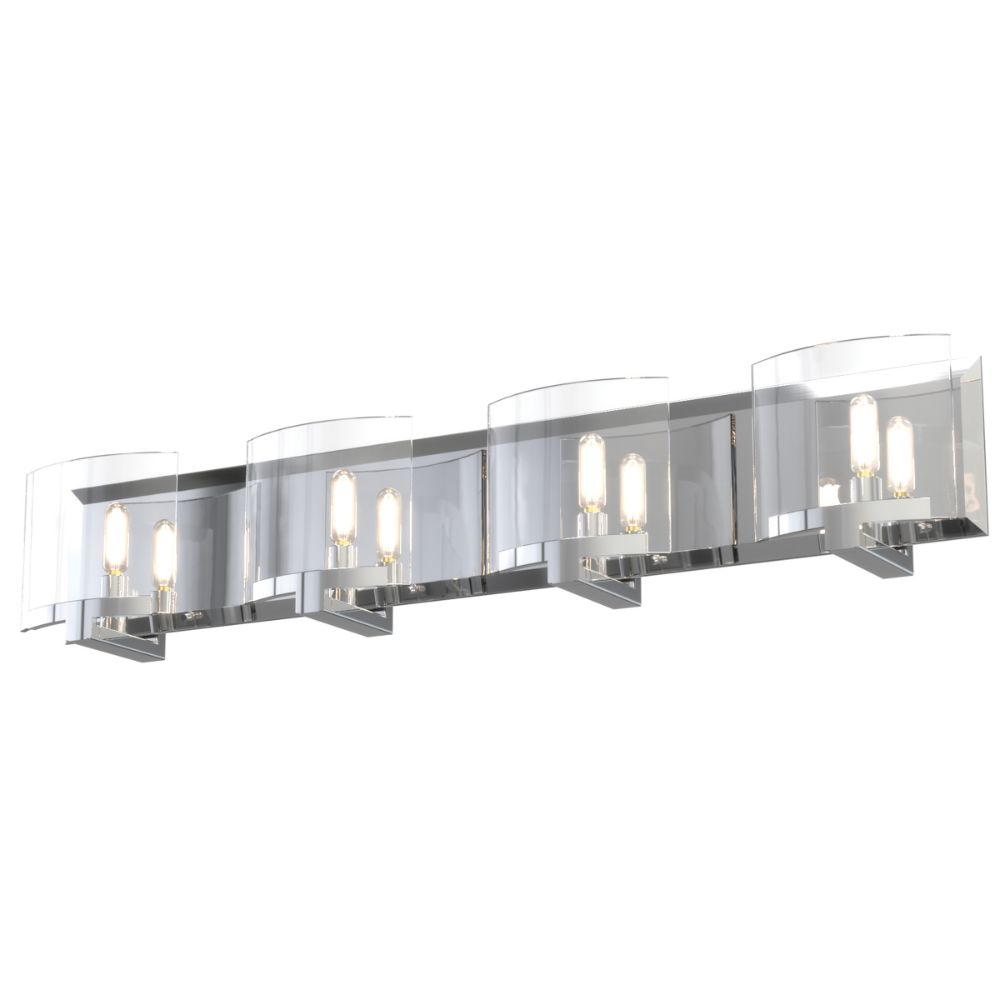 DVI Lighting DVP29644CH-CL Pickford 4 Light Vanity in Chrome with Clear Glass