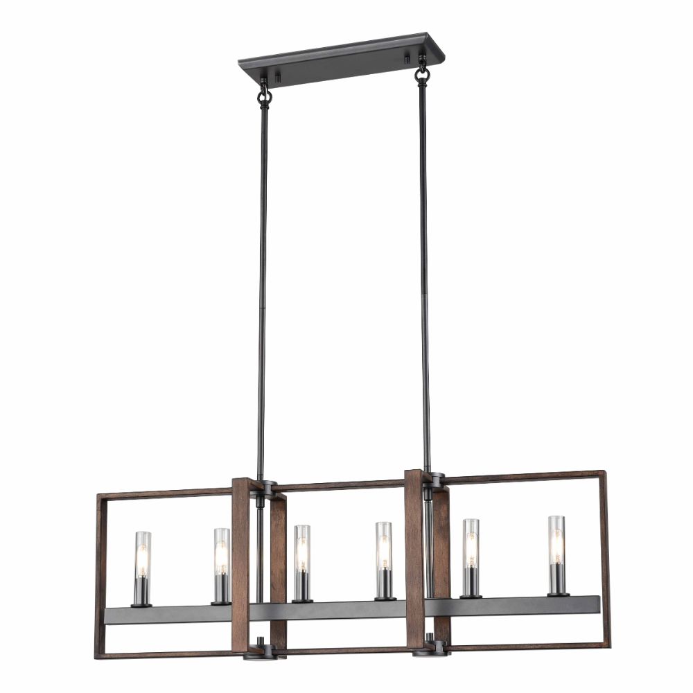 DVI Lighting DVP30202GR+IW-CL Blairmore 6 Light Linear in Ironwood On Metal and Graphite with Clear Glass