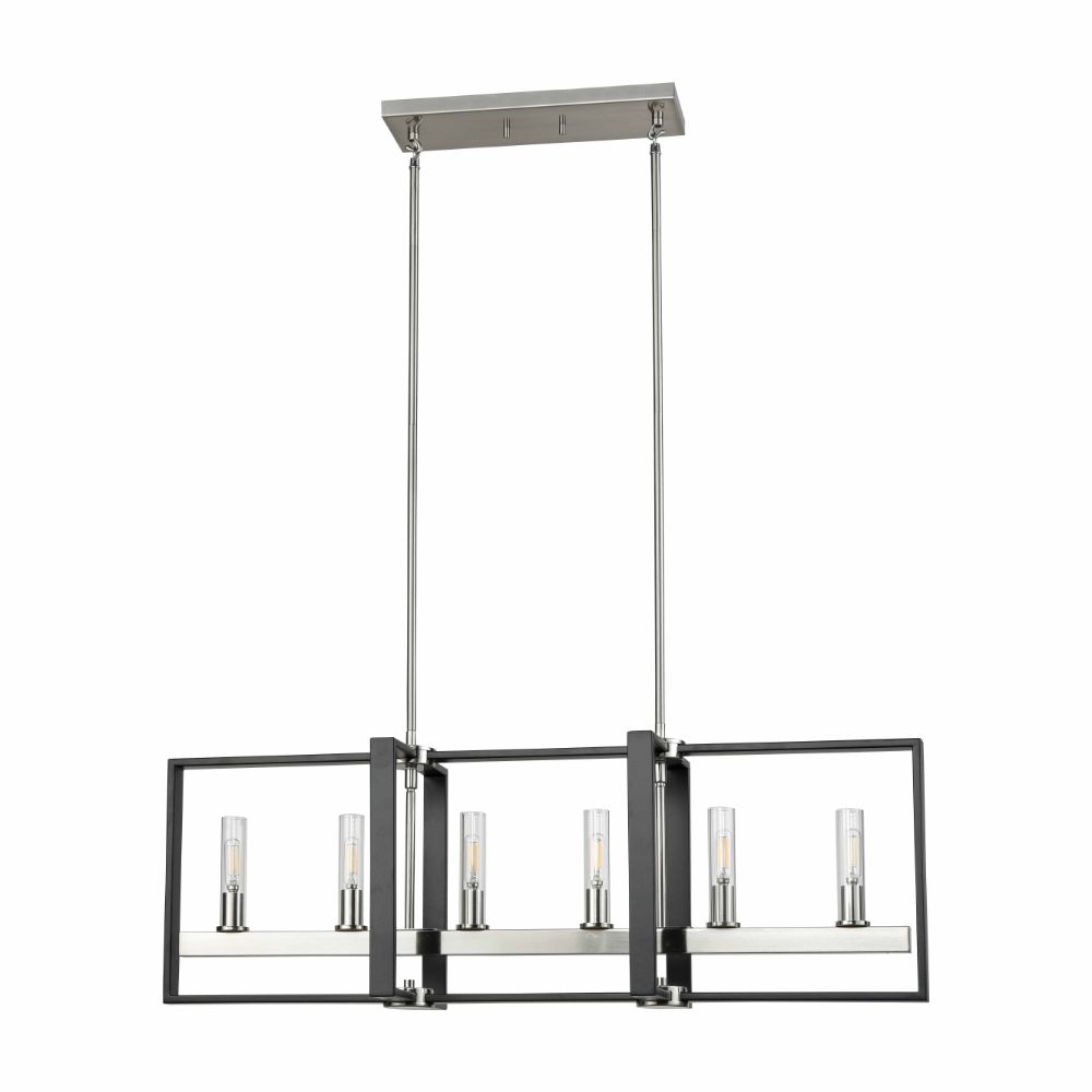 DVI Lighting DVP30202SN+GR-CL Blairmore 6 Light Linear in Satin Nickel and Graphite with Clear Glass