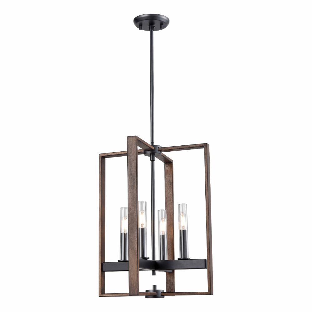 DVI Lighting DVP30248GR+IW-CL Blairmore 4 Light Foyer in Ironwood On Metal and Graphite with Clear Glass