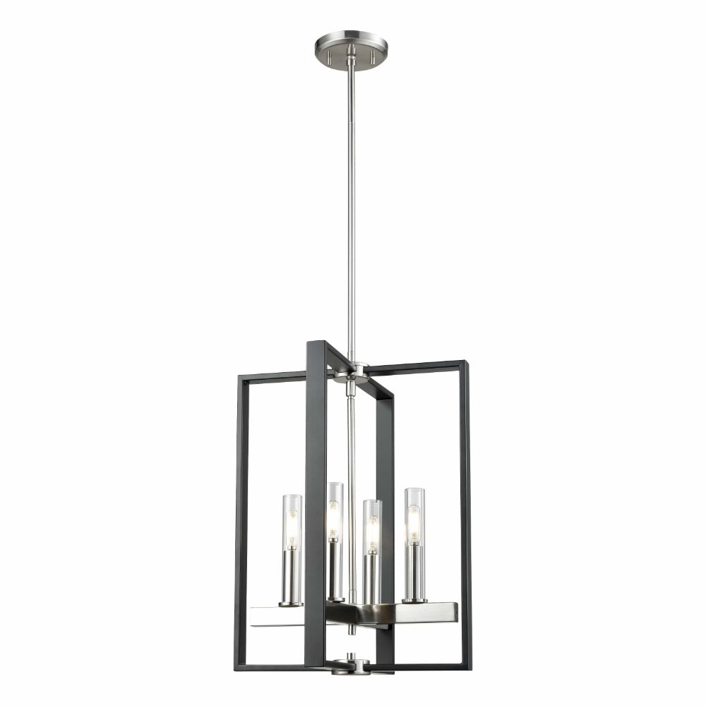 DVI Lighting DVP30248SN+GR-CL Blairmore 4 Light Foyer in Satin Nickel and Graphite with Clear Glass
