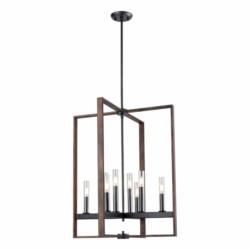 DVI Lighting DVP30249GR+IW-CL Blairmore 8 Light Foyer in Ironwood On Metal and Graphite with Clear Glass