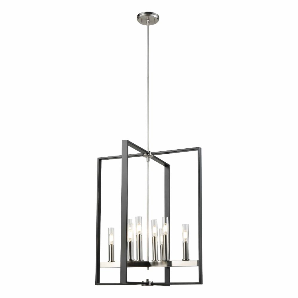 DVI Lighting DVP30249SN+GR-CL Blairmore 8 Light Foyer in Satin Nickel and Graphite with Clear Glass