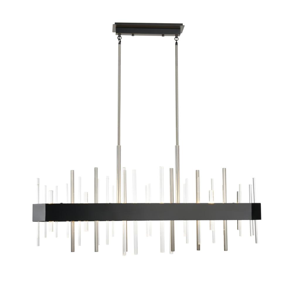 DVI Lighting DVP30302SN+GR-CRY Crystal Boulevard Light Linear - Satin Nickel and Graphite with Optic Glass Inserts