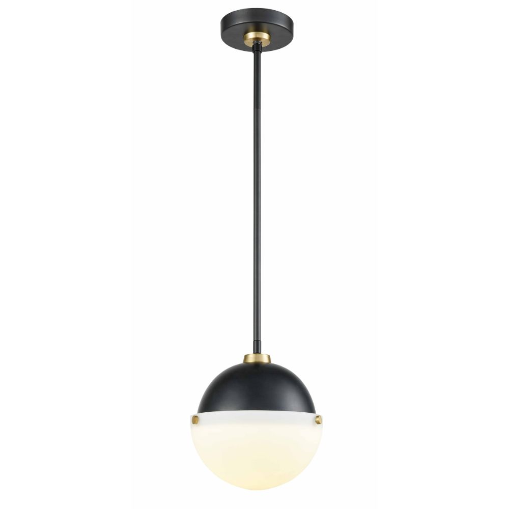 DVI Lighting DVP34019GR+MF-OP Winfield Pendant in Graphite and Multiple Finishes with Half Opal Glass