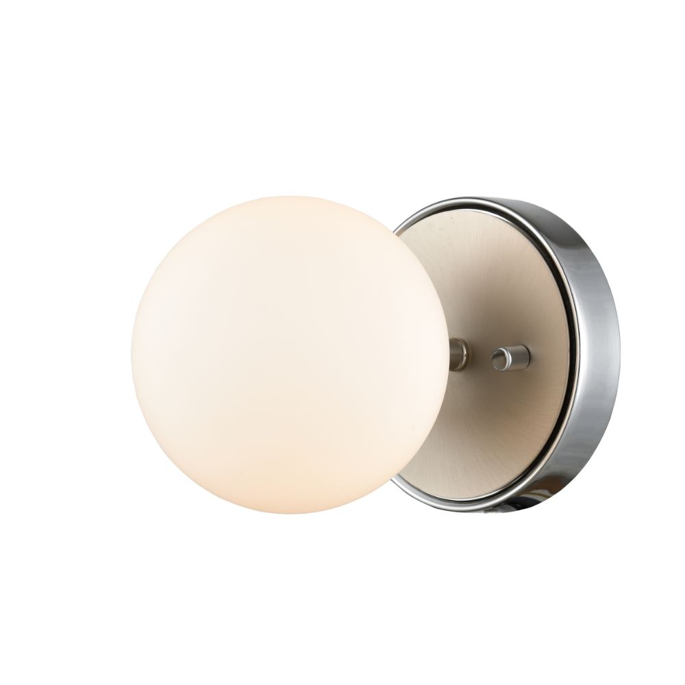 DVI Lighting DVP34501CH+BN-OP Alouette Sconce in Chrome and Buffed Nickel with Half Opal Glass