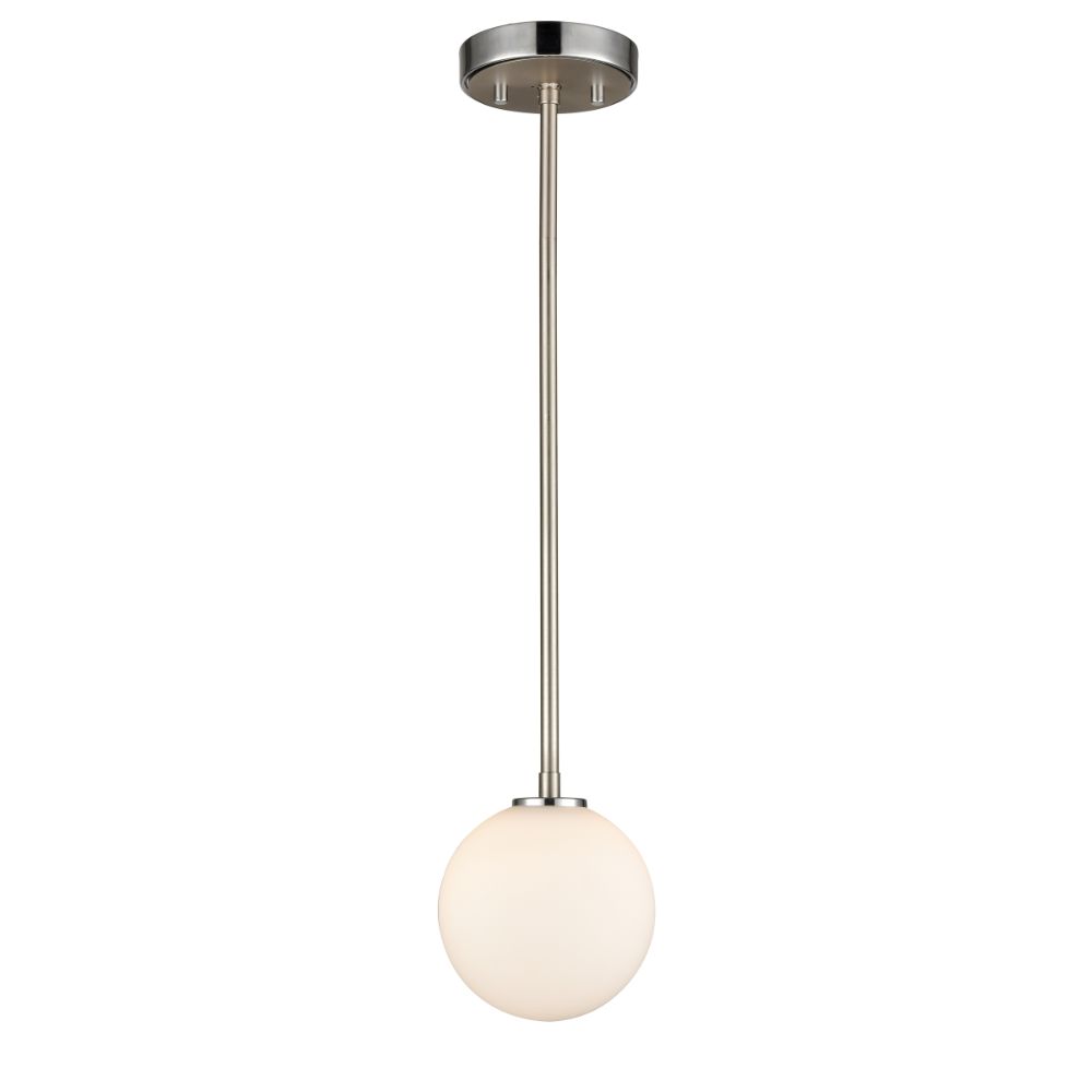 DVI Lighting DVP34521CH+BN-OP Alouette Pendant in Chrome and Buffed Nickel with Half Opal Glass