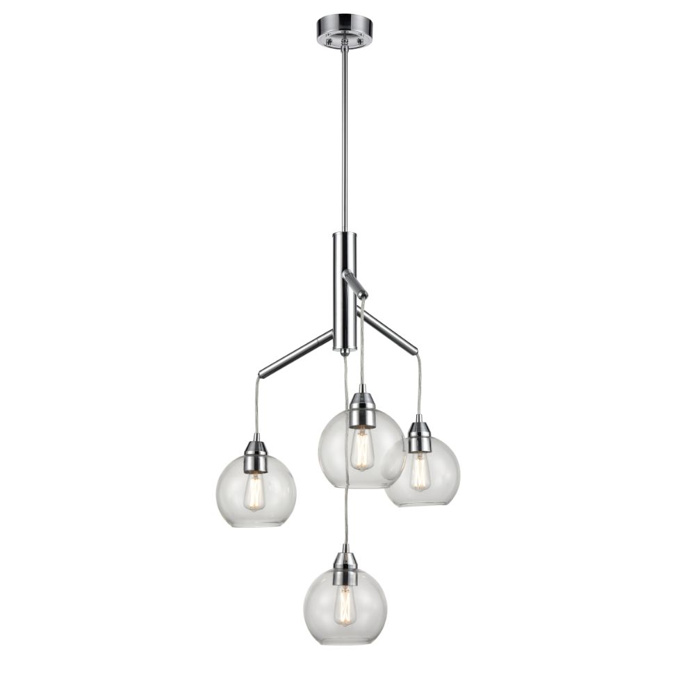 DVI Lighting DVP34724CH-CL Andromeda 4 Light Chandelier in Chrome with Clear Glass
