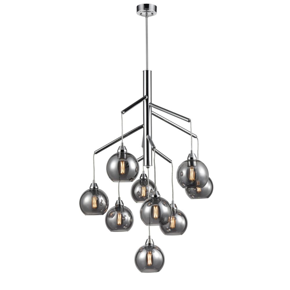 DVI Lighting DVP34749GR-SM Andromeda 9 Light Foyer in Graphite with Smoke Glass