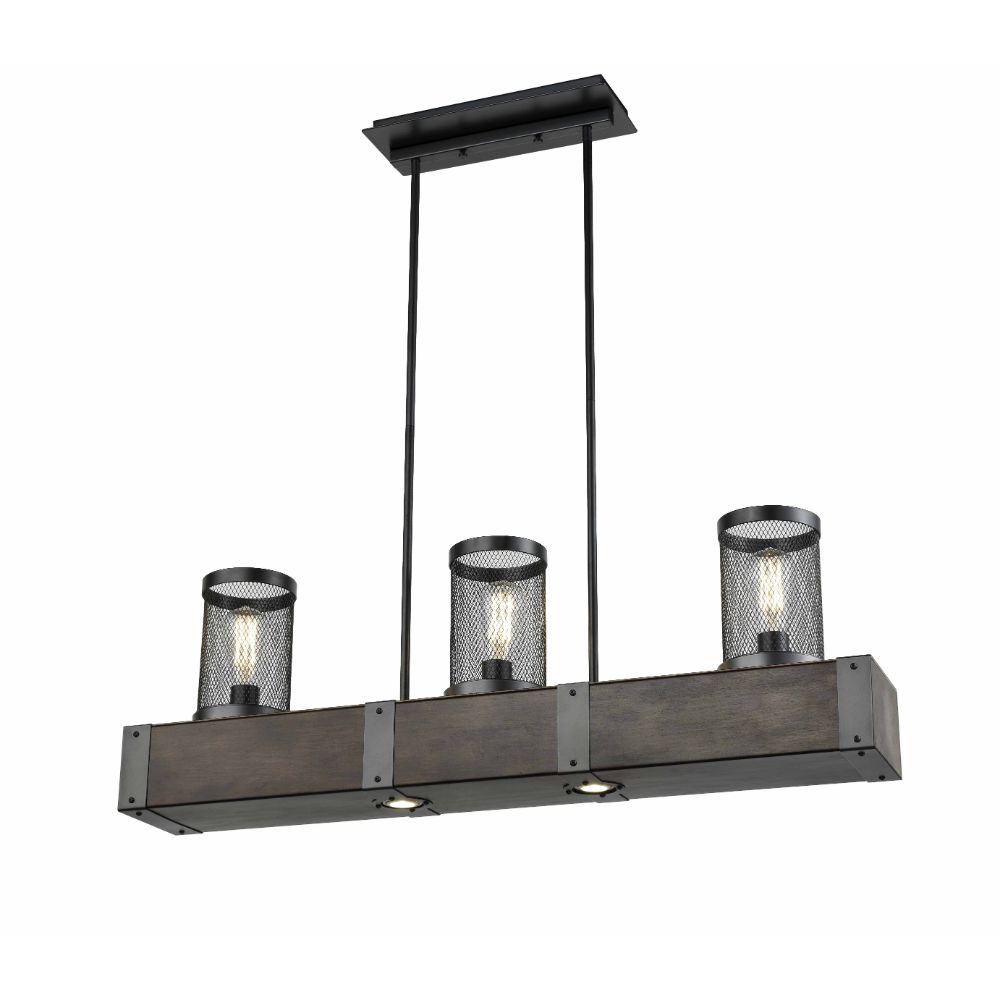 DVI Lighting DVP34802GR+IW-MG Ste-Agathe 3 Light Linear in Graphite and Ironwood On Metal with Multiple Glass Options